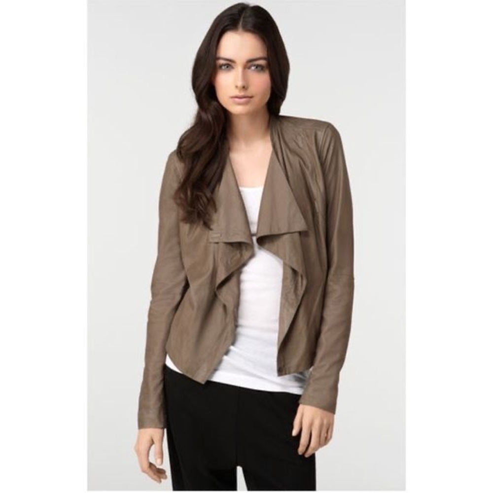 Vince brown Brown Leather Draped Jacket